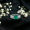 thumbnail image 6 of Rosec Jewels Lab Grown Emerald Wedding Ring Set for Women - Princess Cut Engagement Ring with Wedding Band - AAAA Quality, 14K White Gold, US 10.00, 6 of 9