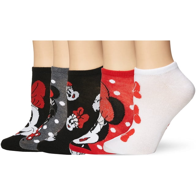 Medias Disney Minnie Mouse para mujer, 5 pares, invisibles