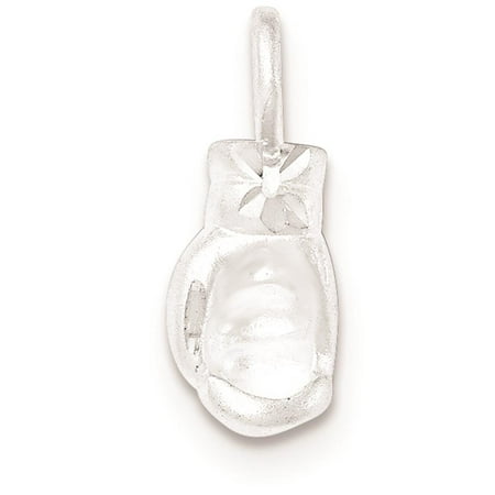 925 Sterling Silver Satin Finish Diamond-Cut Boxing Glove Polished Charm Pendant