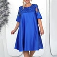 thumbnail image 2 of Uootdi Robes Formelles pour Femmes Col Rond Manches 3/4 Robes Brodées Grande Taille Robes Midi Élégantes Cadeau pour Invitée de Mariage, 2 of 6