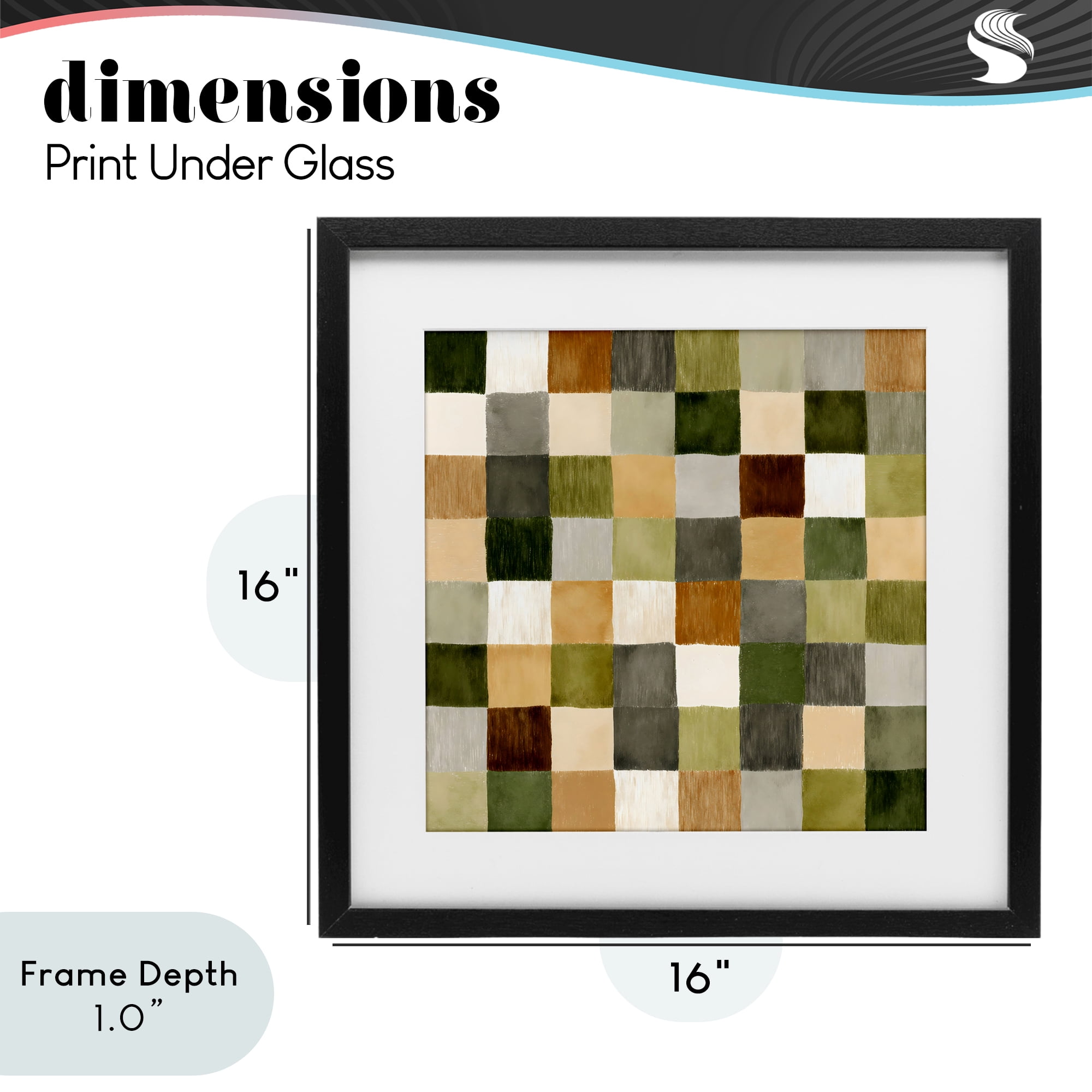 Stupell Industries Checkered Earth Tones Black Framed Print Under Glass, design by Petal Prints Design