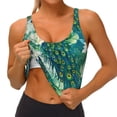 thumbnail image 3 of Gukieu Peacock And Flowers Print Women's Sports Vest, Low-neck U-shaped Removable Pad Sports Bra for Yoga, Exercise, Dance-Small, 3 of 8