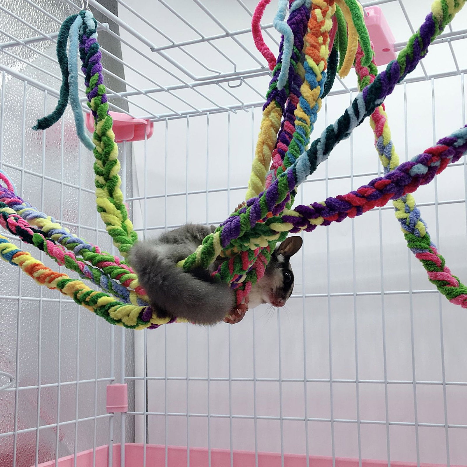 DOPI Pet Climbing Rope Multi-color Anti-shedding Super Soft Pet Hamster Swing Rope Bridge for Parrots