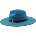 thumbnail image 4 of Fedora Hat for Women Men Big Wide Brim Western Suede Hats with Belt Buckle, 4 of 6