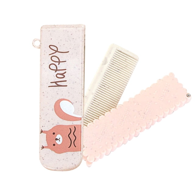 Folding Comb, Portable Mirror & Comb Set - Qyaukm Folding Mirror & Comb Set, Portable Compact Student Travel Kit with Plastic Teeth, Cute Cartoon Design