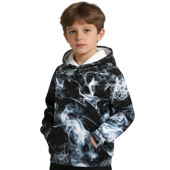 Boys Hoodies for Kids 3D Graphic Printed Hooded Sweatshirt Pullover Hoody with Pockets Black 3 Y-4 Y