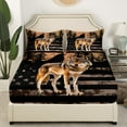 thumbnail image 2 of Erosebridal Wolf Fitted Sheet Set Twin,Vintage American Flag Bedding Twin Size,Woodland Animal Decor,2pcs(No Top Sheet), 2 of 6