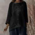 thumbnail image 3 of DAFPZW Women Button Down Long Sleeve Blouse Thin Crewneck Soild Color Grandma Shirt Fall Casual Loose Tops with High-Low Hem, 3 of 9