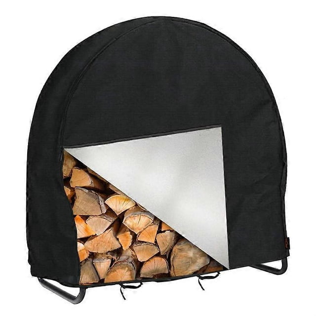2ft Firewood Log Hoop Cover for Outdoor and Indoor 100% Waterproof 420D Oxford Heavy Duty Firewood Log Holder Cover with 2 Buckles, Long Zipper, 4 Sea