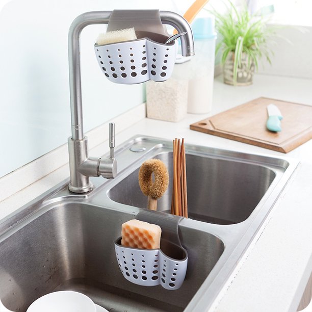 Soporte para esponja Soporte para fregadero Cocina Baño Gadgets (Blanco)
