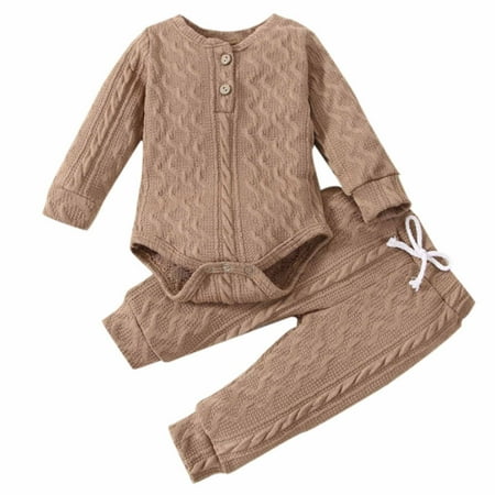 

Odeerbi Baby Bodysuit Layette Set Onesies for Toddler Autumn Spring Girls Boys Solid Color Long Sleeved Jumpsuit Climbing Suit Fart Jacket Khaki Jacket Trousers Brown