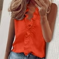 thumbnail image 2 of yunLCZ Basic T Shirts Womens Sleeveless Ruffle Peplum Front Tank Tops Casual Summer V Neck Shirts Women's Cap Sleeve Tank Tops Orange XXXL, 2 of 4