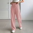 thumbnail image 4 of hoksml Women's Drawstring Waist Striped Wide Leg Pants, Casual Stretchy Trousers with Pockets, 4 of 6