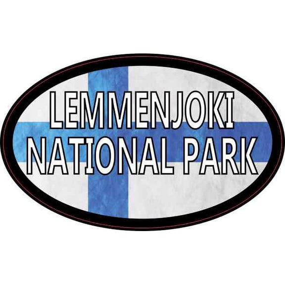 4in x 2.5in Oval Finnish Flag Lemmenjoki National Park Sticker