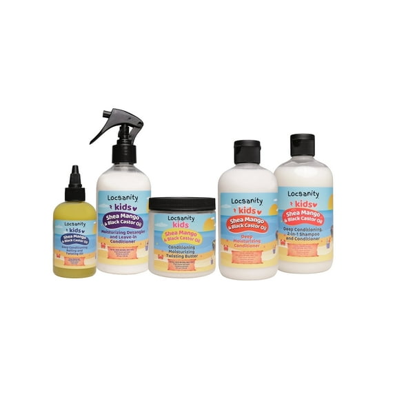 Locsanity Kids Shea Mango & Black Castor Oil Loccare/Haircare Bundle for Locs & Loose Natural Hair