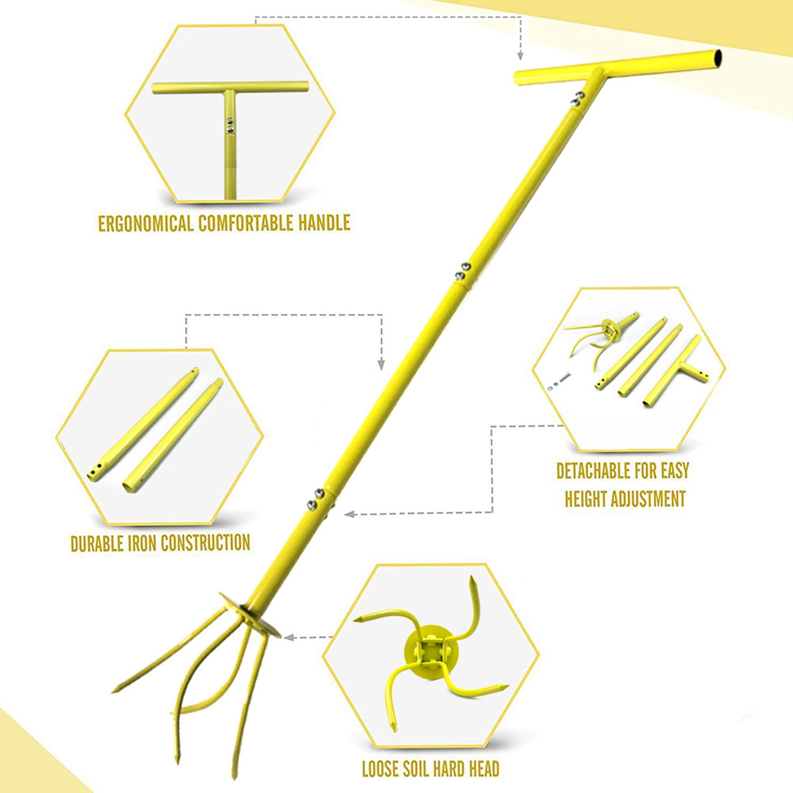Washranp Manual Twist Tiller Garden Claw,Metal Adjustable Height Soil