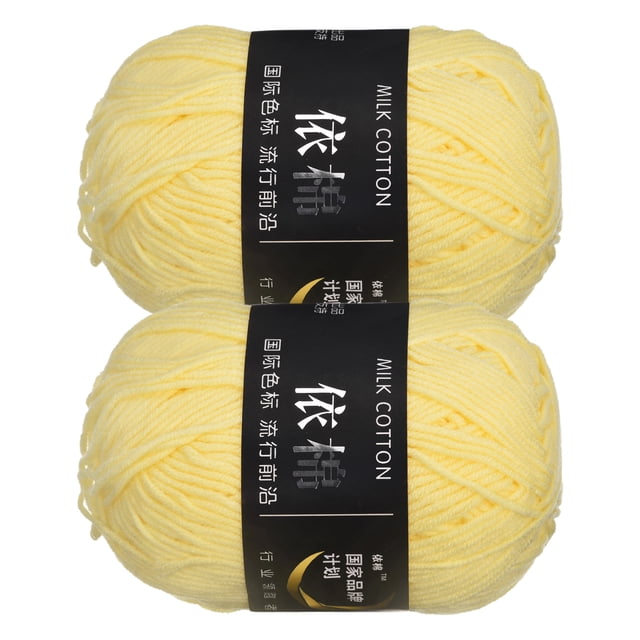 Unique Bargains Fil Acrylique Jaune Pâle, Lot de 2 Écheveaux de 50 g