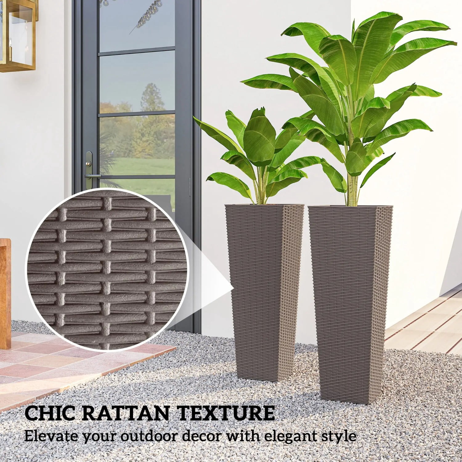 Set of 2 Plastic Flower Pots