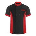 thumbnail image 3 of Hansber Unisex Lightweight Chef Coat Professional Cook Chef Jacket Kitchen Work Uniform for Men and Women Black&Red M, 3 of 5