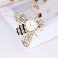 thumbnail image 4 of Alfileres de solapa de abeja de miel para mujer, regalo de moda con temática de insectos de cristal para cumpleaños, citas, fiesta, aniversario, perla de imitación, 4 of 5