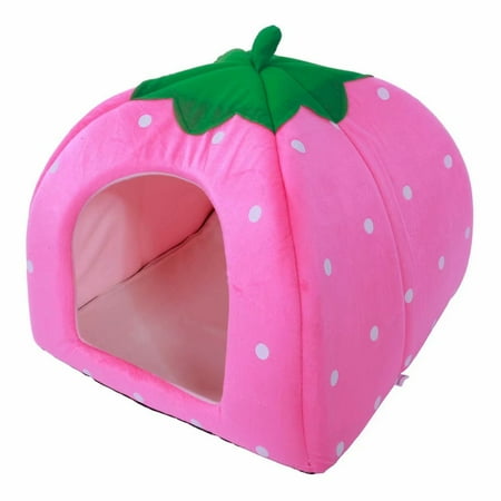 Akoyovwerve Soft Cotton Strawberry Pet Dog Cat Bed House Kennel Doggy Warm Cushion Basket Size L