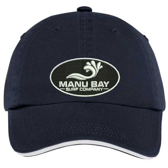 Manu Bay Surf Company Logo Patch Hat Cap, Classic Navy/White