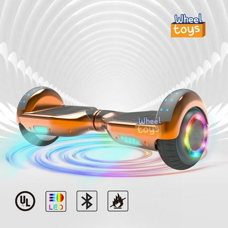 UL 2272 Listed 6.5" Hoverboard TOP LED Two-Wheel Self Balancing Scooter with Speaker Chrome Rosegold