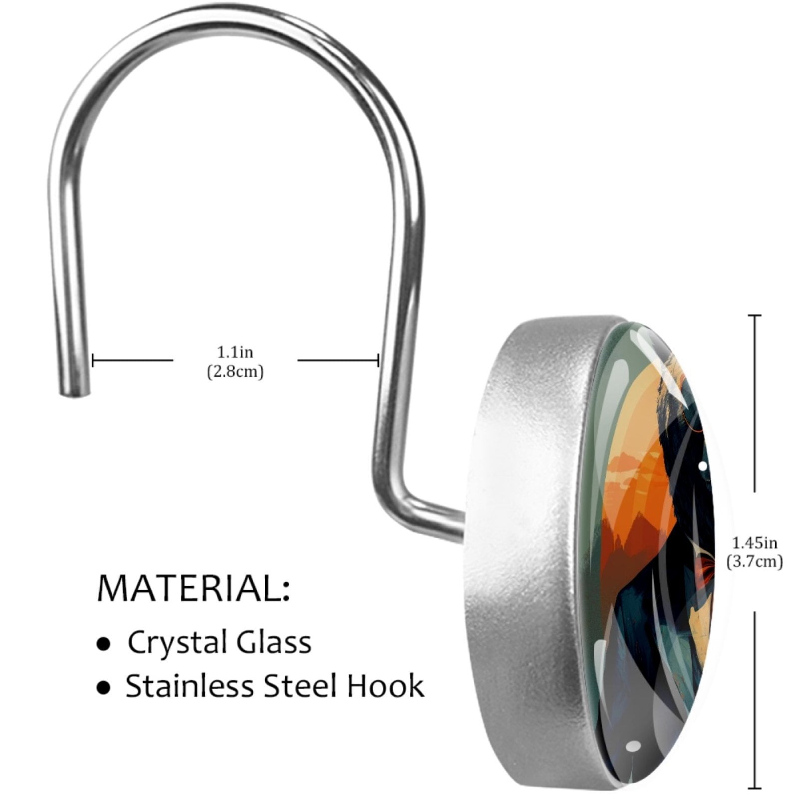 HemaKayy 12 Pcs Decorative Shower Curtain Hooks - Stainless Steel Rings for Bathroom Decor - Easy Glide & Secure Hold - Perfect Decoration for Bathroom Shower Rods - Animal Bear
