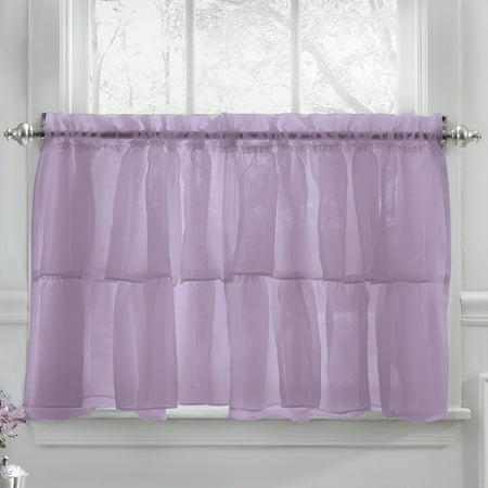 Gypsy Crushed Voile Ruffle Kitchen Window Curtain 24 Tier Pair