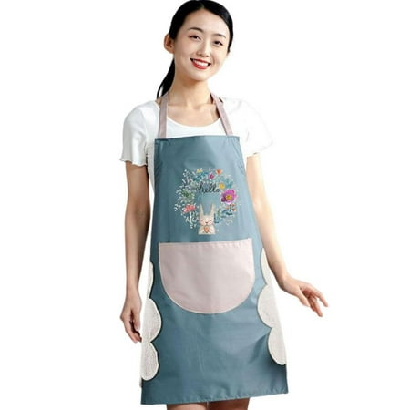 

Huoge Waterproof Kitchen Apron Easter Bunny Artist Apron with Towel for Women Waterproof Bib Kitchen Apron Women Men Baking BBQ Cooking Crafting Aprons security