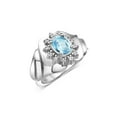 thumbnail image 4 of RYLOS Rings for Women Silver Ring with Oval 7X5MM Gemstone &  Sparkling Diamonds December Blue Topaz Jewelry Size 6, 4 of 8