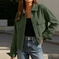 thumbnail image 6 of Admvng Women's Cropped Shacket Jacket Lapel Button Down Comfortable Chest PocketCasual Long Sleeve Ladies Coat Outerwear, 6 of 8