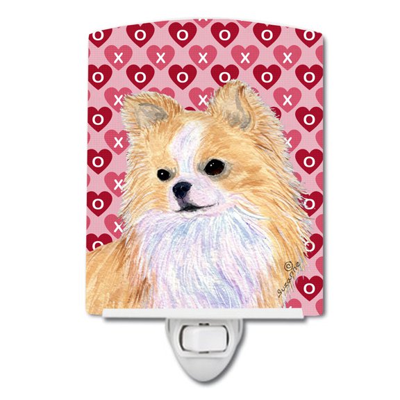 Caroline's Treasures SS4473CNL Chihuahua Hearts Love and Valentine's Day Portrait Ceramic Night Light, 6x4x3",