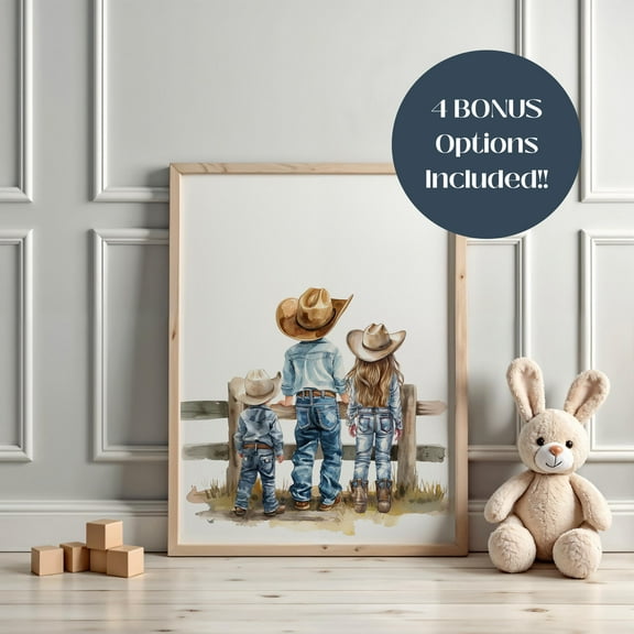Little Farm Nursery Decor, Bonus Images, Siblings Nursery Prints, Room Wall Art, Country Wall Art, Cowboy Wall Art, S164 UNFRAMED Poster, Wall Art for Decor, Present, 8x12