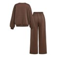 thumbnail image 6 of Ixbnca Kids Girls 2 Piece Sweatsuits Warm Crew Neck Sweatshirt Wide Leg Sweatpants Baggy Casual Tracksuits, 6 of 7