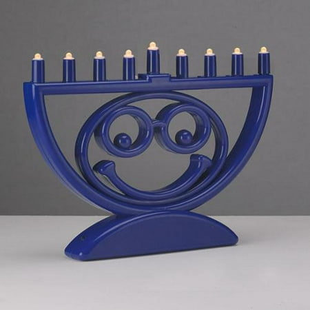 Rite Lite 8.5" Battery Operated Multi Function LED Menoji Hanukkah Menorah - Blue
