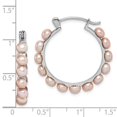 thumbnail image 2 of Primal Silver Sterling Silver Rhodium-plated 4-5mm Pink Freshwater Cultured Pearl Hoop Earrings, 2 of 4