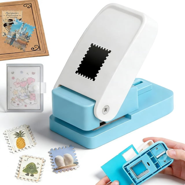 Paper Punch, 1 x 0.8 Inch Rectangular Scalloped Stamp Punch, Lever Action Craft Hole Punch for Scrapbooking, Card Making, DIY Projects(1Pcs)