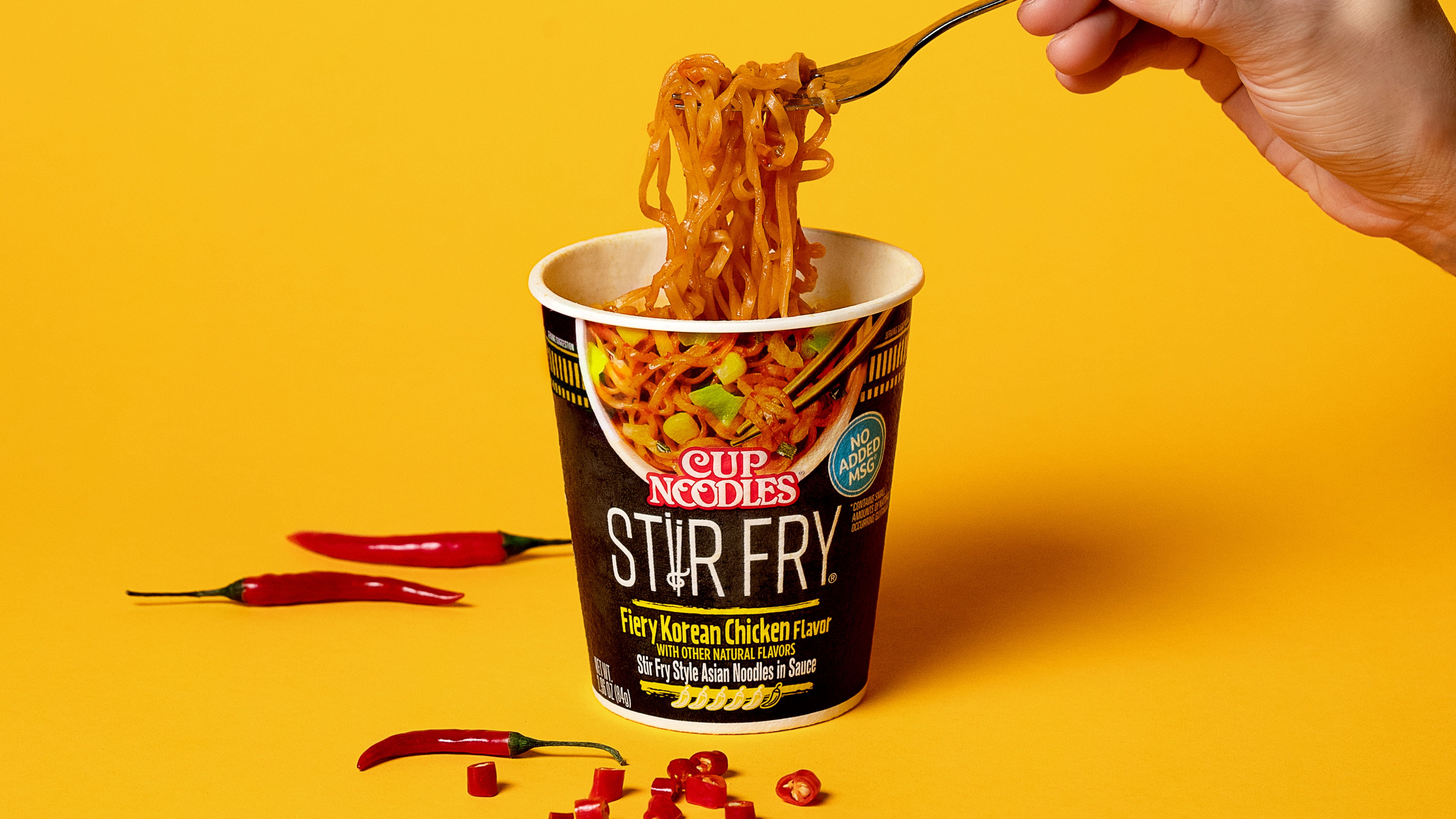 (2 pack) Nissin Foods Cup Noodles Stir Fry Ramen Noodles, Fiery Korean Chicken Flavor, 2.36 oz Cup, Shelf-Stable
