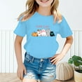 thumbnail image 2 of Toddler Shirts Kid Leisure Graphic Round Neck Short Sleeve Tee Summer Casual Girls Tops Blue 5 Years-6 Years, 2 of 5