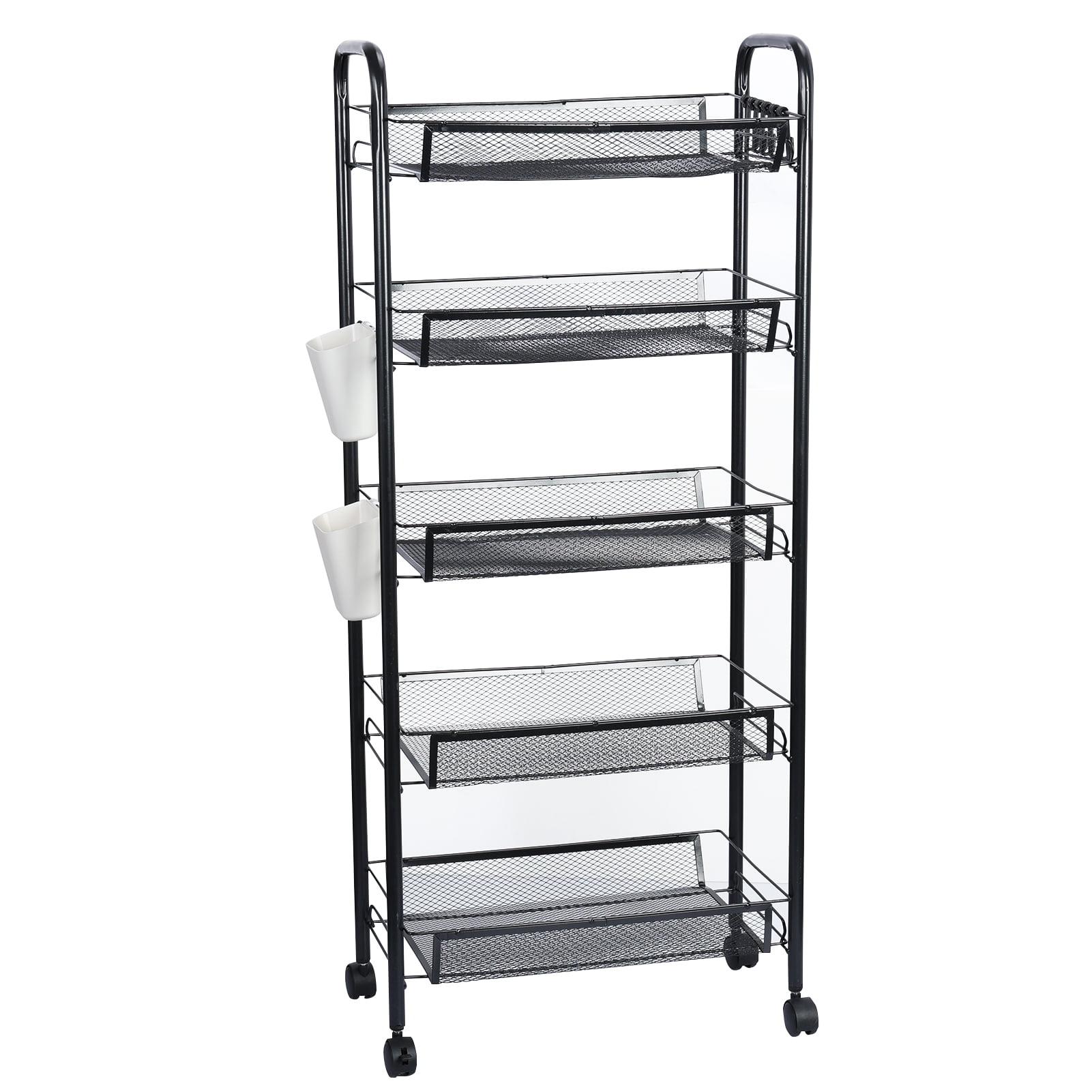 TidBay Fruit Vegetable Storage Basket, 5 Tier Stackable Metal Mesh Storage Basket with 360 Degree Wheels, Fruit Vegetable Produce Basket Storage Organizer for Kitchen, Pantry, Bathroom