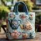 thumbnail image 4 of Bolso de mano acolchado con contenedores de almacenamiento para mujer, bolso de mano diario multifuncional de gran capacidad con diseños bordados, bolso para computadora portátil, bolso cruzado de hom, 4 of 6