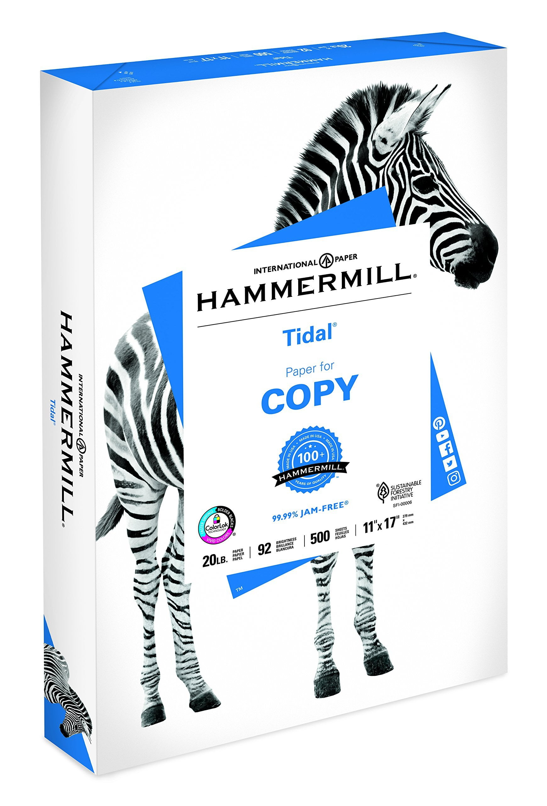 Hammermill Fore MP Multipurpose Paper 96 Brightness 20lb 11 x 17 White 500//Ream