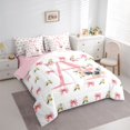 thumbnail image 3 of Homewish Letter A Monogrammed 7 Pieces Bedding Comforter Set,Girls Kawaii Bowtie Full Bedding Set,Pink White Fitted Sheet Flat Sheet For Princess Kids,Microfiber Room Decorative Reversible, 3 of 8