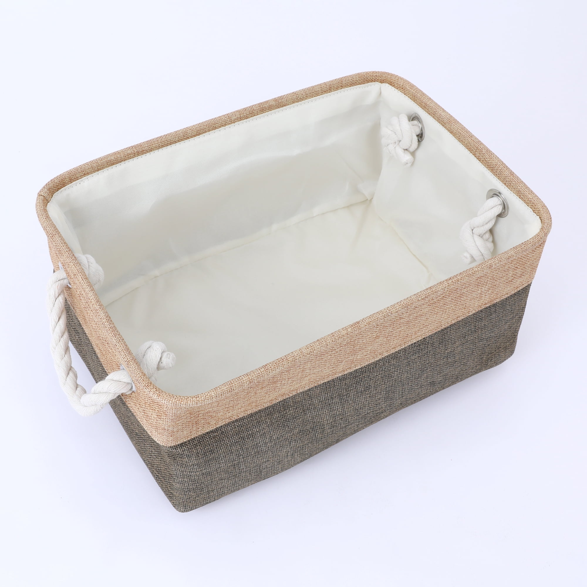 Unique Bargains Storage Bin with Handle Fabric Cube Coffee/Brown 14*10*6.5in