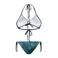 thumbnail image 2 of Uourmeti Teal Kintsugi Marble Halter Triangle Bikini Set - Sexy Tie Side Two Piece Swimsuit for Beach Vacation & Pool Party - Quick Dry, Figure Hugging Swimwear for Women, 2 of 9
