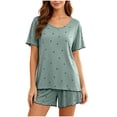 thumbnail image 2 of Naittoop Modal Soft Shorts Pajamas Sets for Women Cute Heart Print Summer Short Sleeve Sleepwear 2 Piece Lounge Sets, 2 of 5