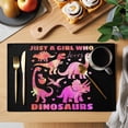 thumbnail image 2 of Pink Dinosaur Placemats Set of 6, JUST A Boy Who Loves Dinosaur Jungle Animals Placemats for Dining Table, Place Mats for Kitchen Tabletop, Waterproof Wipeable Dining Table Mats Set, 2 of 9