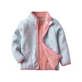 thumbnail image 2 of WIBACKER 1-6T Toddler Girls Polar Fleece Warm Jacket Baby Girls Spring Fall Zip-up Lightweight Long Sleeve Coat for Kids - 1 Piece Blue Dots, 2 of 9