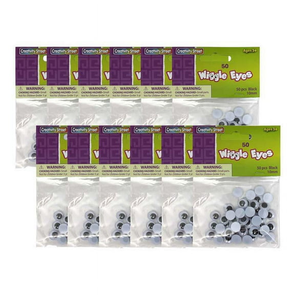 Creativity Street Wiggle Eyes Black 10 mm 50/Pack 12 Packs (CK-344102-12)